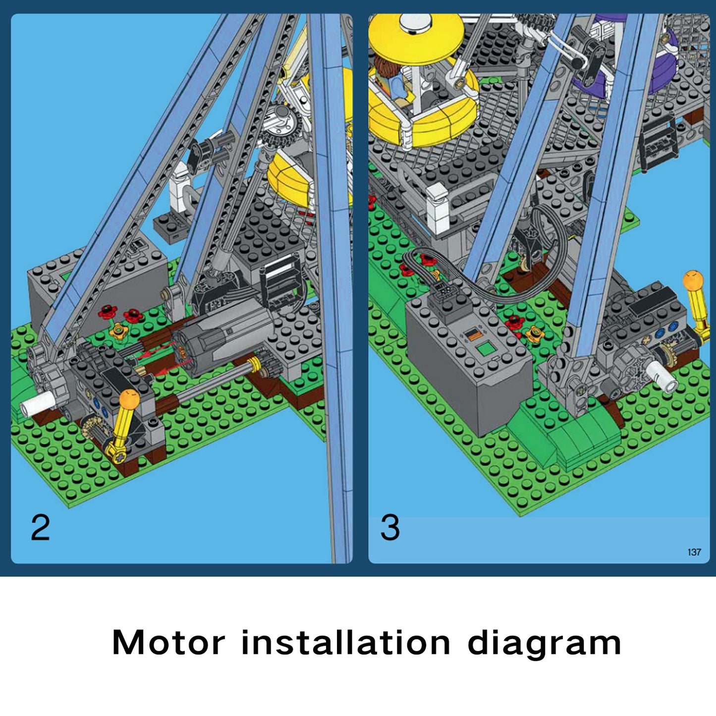 Motorized Motor for Lego 10303, 10261, 10257, 10247, Roller Coaster, Ferris Wheel, Carousel - only Power Motor 8883 88000,Model Toys not Included