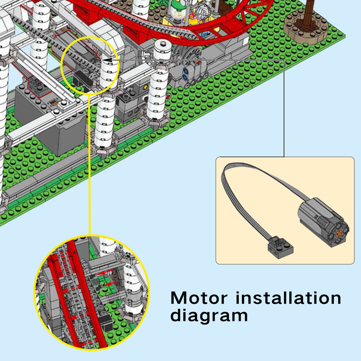 Motorized Motor for Lego 10303, 10261, 10257, 10247, Roller Coaster, Ferris Wheel, Carousel - only Power Motor 8883 88000,Model Toys not Included