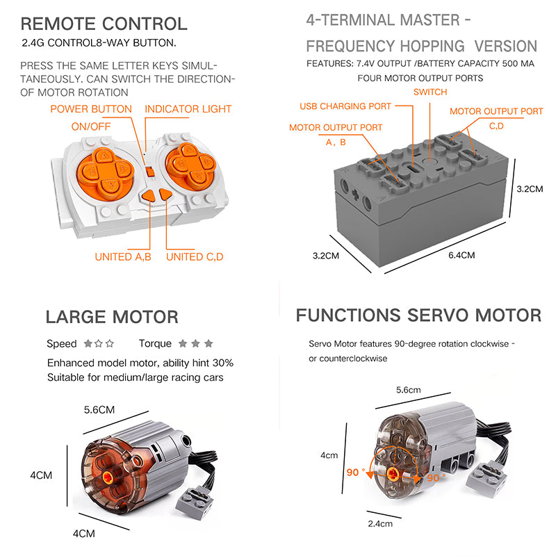 Motorized Motor for Lego Technic Porsche 911 GT3 RS - Does not Include Toy Model,MOC Motor System only (42056-Motorized)