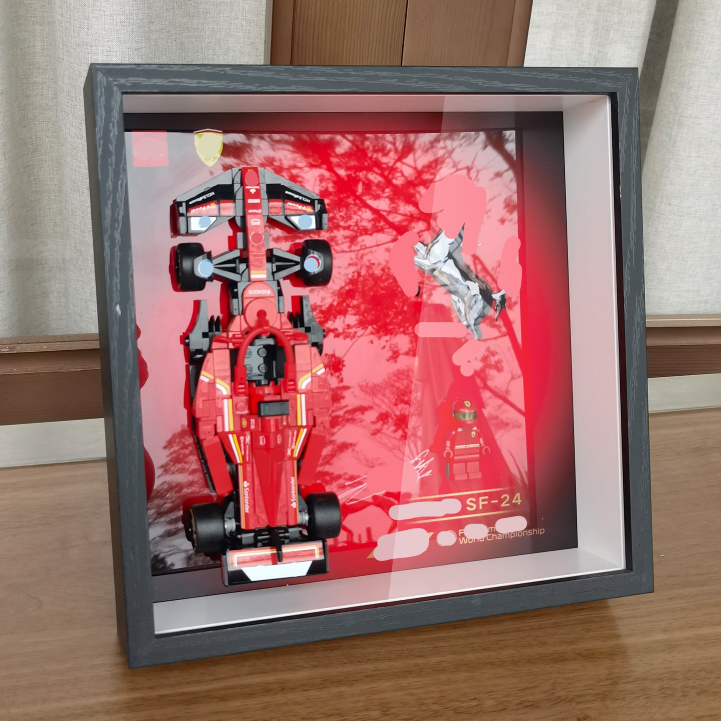 JKZUZU Display photo frame for Lego Speed 77242 Ferrari SF-24 F1,Home or office decorative wall panels,Adult Collectibles Wall Mount(No Car Included)