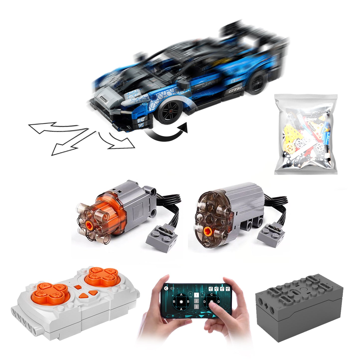 Motorized Motor for Lego Technic McLaren Senna GTR 42123 - Does not Include Toy Model,MOC Motor System only (42123-Motorized)