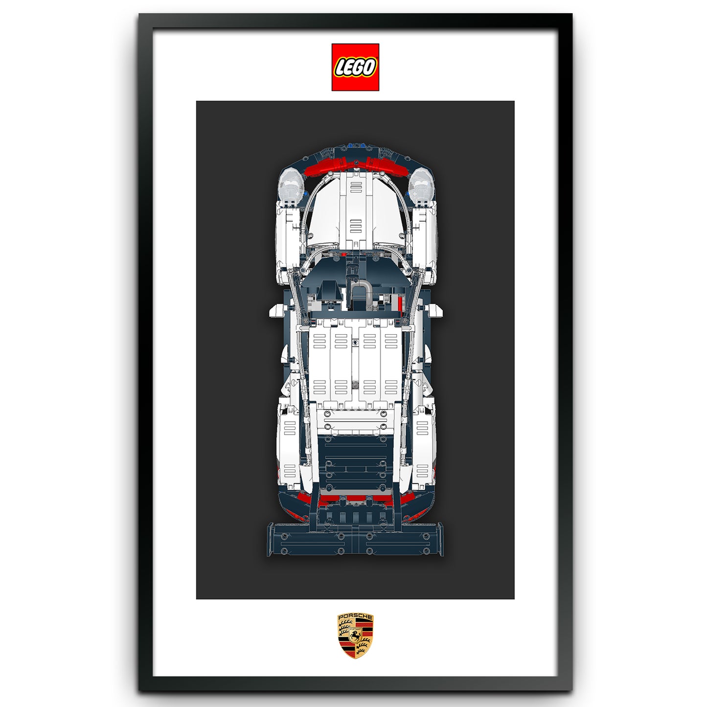 Display Wall Mount Board for LEGO 42096 Technic Porsche 911 RSR,Adult Collectibles Gifts for Lego Car Wall Mount (Only Display）