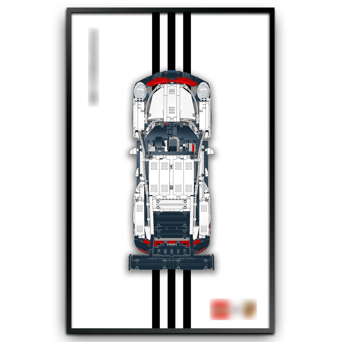 Display Wall Mount Board for LEGO 42096 Technic Porsche 911 RSR,Adult Collectibles Gifts for Lego Car Wall Mount (Only Display Wallboard)