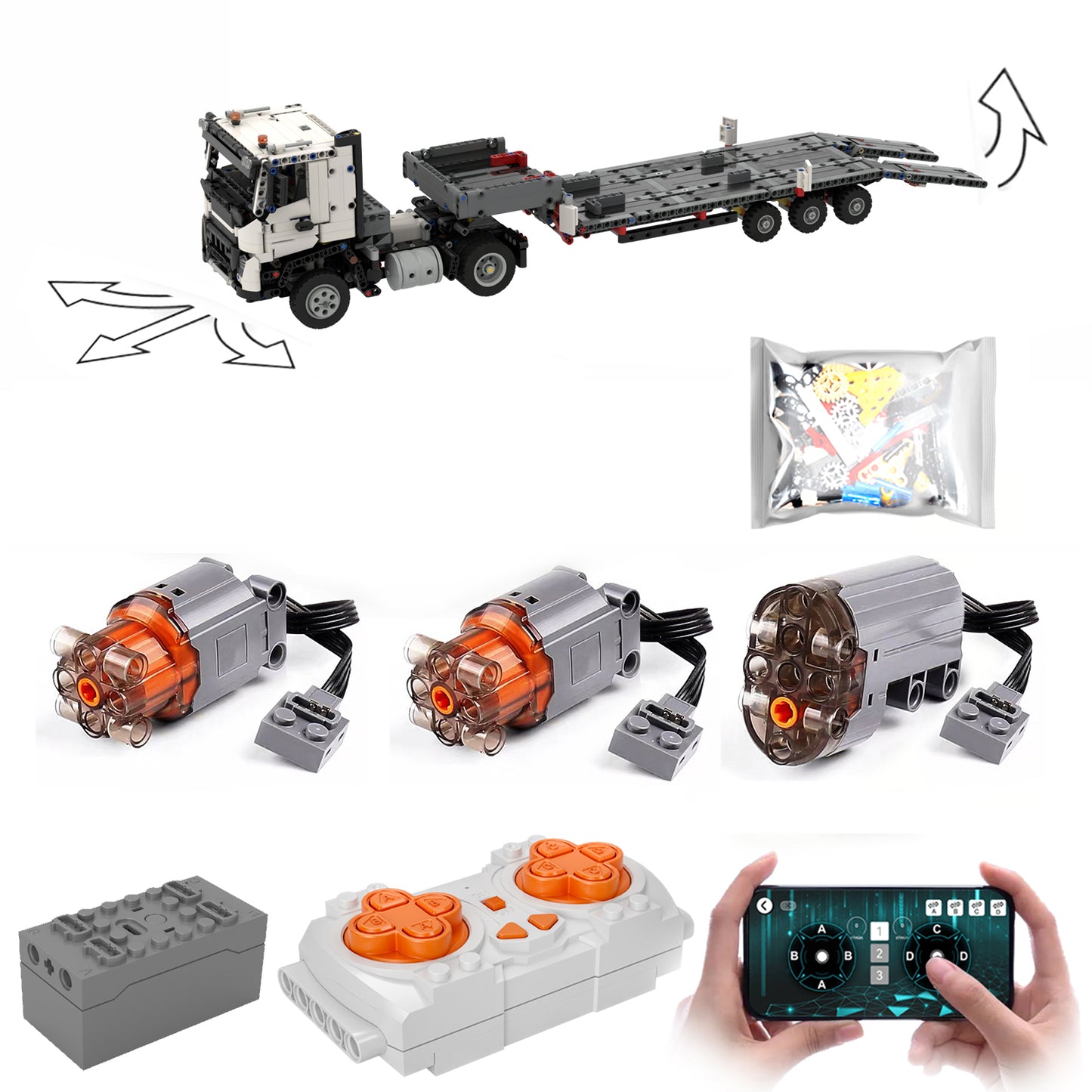 RC Motorized Motor for Lego 42175 Volvo FMX Truck & EC230 Electric Excavator - Does not Include Toy Model,MOC Motor System only