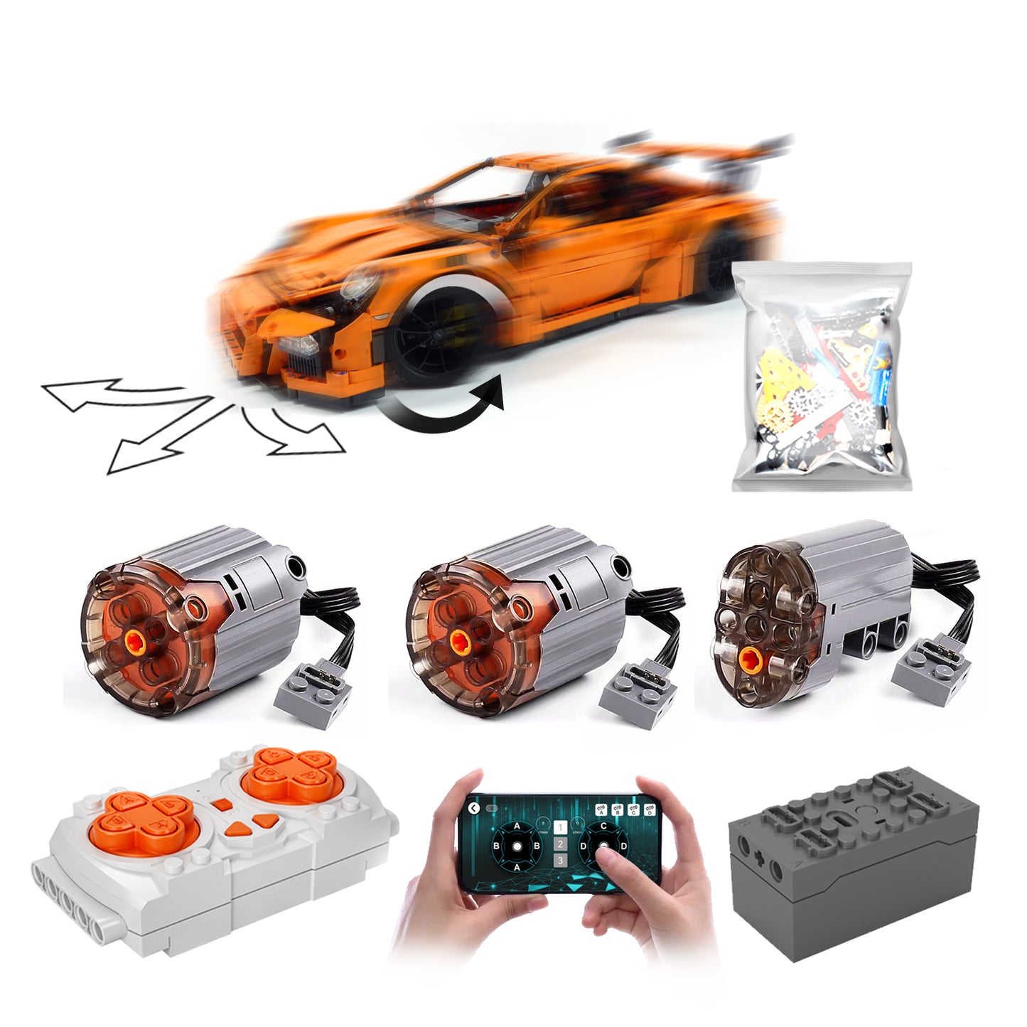 Motorized Motor for Lego Technic Porsche 911 GT3 RS - Does not Include Toy Model,MOC Motor System only (42056-Motorized)