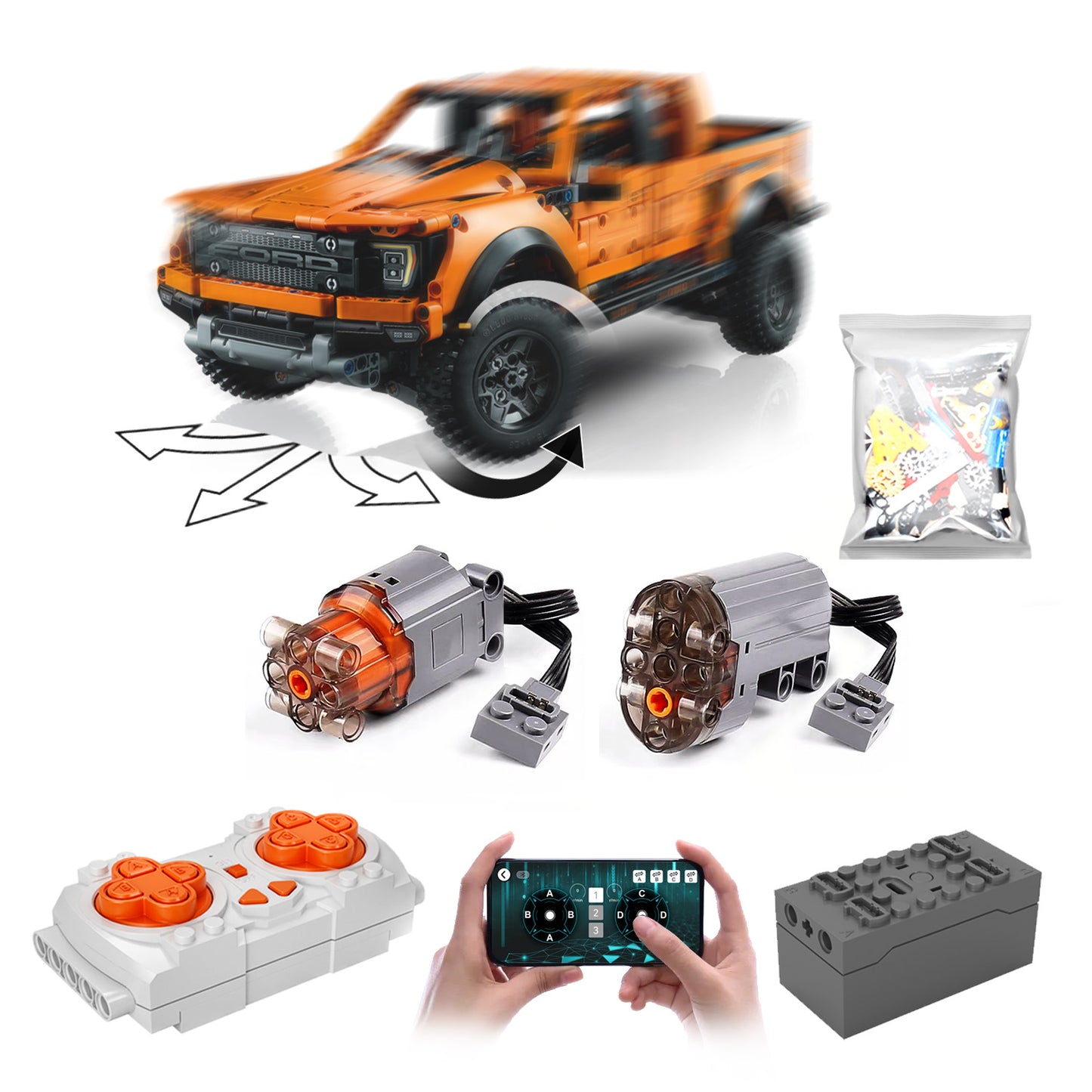 Motorized Motor for Lego 42126 Ford F-150 Raptor - Does not Include Toy Model,MOC Motor System only