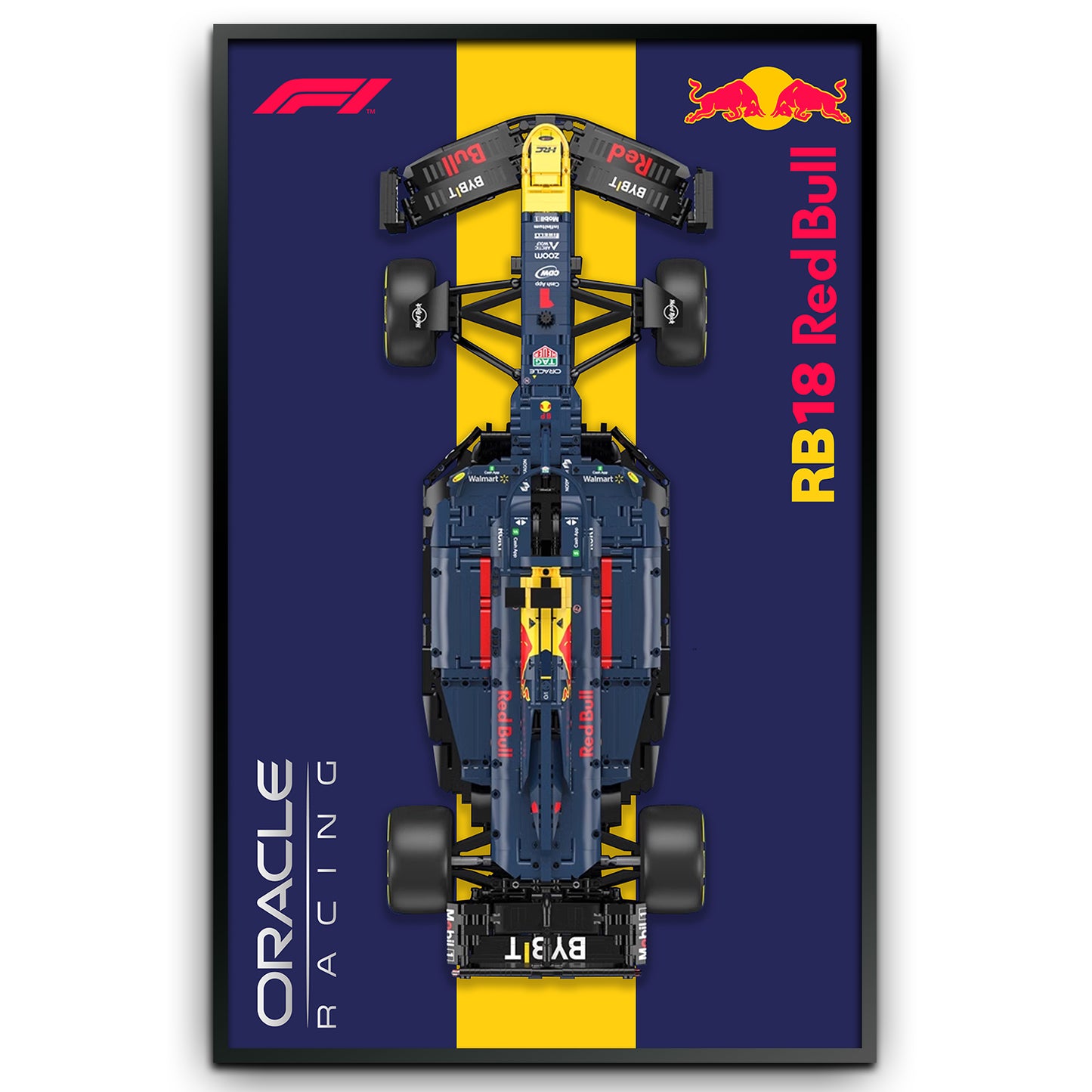 Display Wall Mount Board voor Red Bull RB19 F1, Volwassen Collectibles Cadeaus voor Lego Auto Wall Mount (Alleen Display Wallboard)